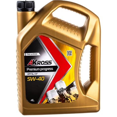 Моторное масло AKross PREMIUM PROGRESS синтетическое, 5W-40, SL/CF, 4 л ...