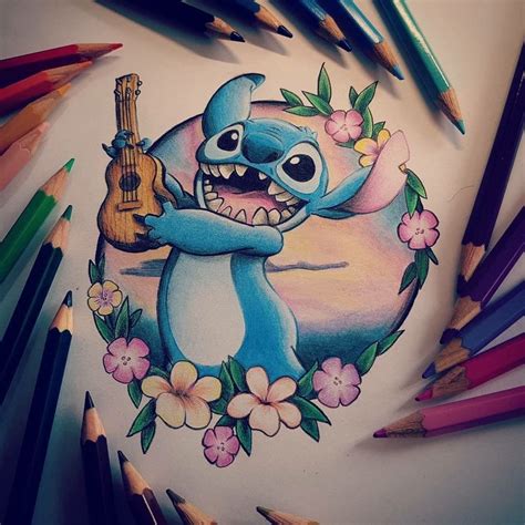 Стич цветными карандашами (с множеством фото) - drawpics.ru