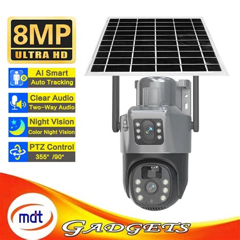 V Pro Mp Dual Lens Ptz Wireless Solar Camera Dual Screens Audio Pir