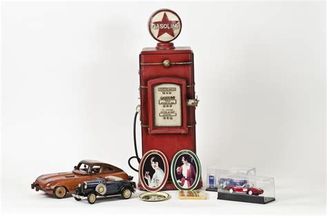 Miniature Gas Pump And Model Cars At Fran And Ron Greens Verde Classics