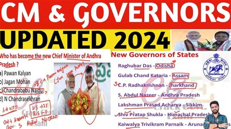 CM And Governor Updated New List Current Affairs 2024 MCQs CGL OSSC