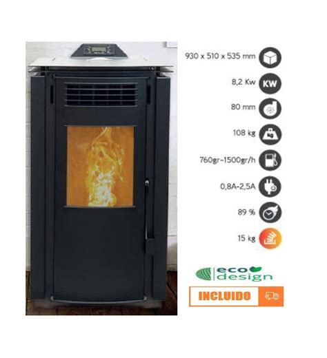 SALAMANDRA A PELLETS METLOR ISABEL ECO 8 2 KW DISNER Cor CINZA