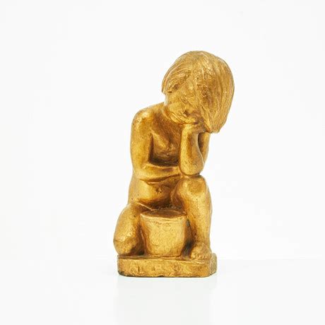 David Wretling Skulptur Sittande Flicka Brons Signerad Samt