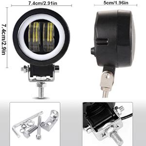 YUGAUNG Paire 3 Rond Feux LED Antibrouillard DRL Ange Yeux 6000K 80W