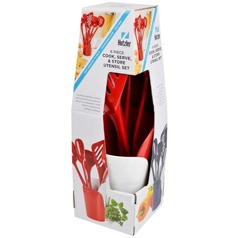 Hutzler Melamine Red Utensils And Crock Set Of Rd The Home