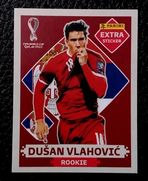 PANINI ADESIVO EXTRA Qatar 2022 A19 DUSAN VLAHOVIC ROOKIE RC PARALLELO