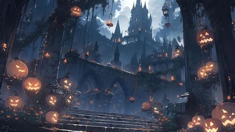 Premium AI Image | halloween scene horror background with creepy pumpkins