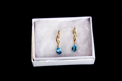 Aquamarine Earrings, P14K Gold, Aquamarine Stone, Post Earrings, Blue ...