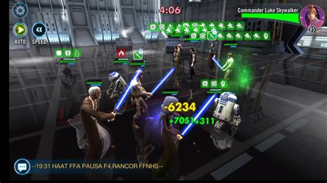 Swgoh Arena Commander Luke With Ob R Leia Zarriss Vs Cls Chaze