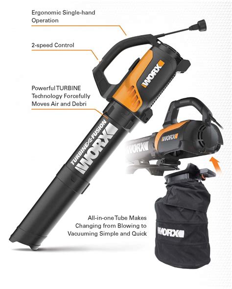 Worx Turbine Fusion Leaf Blower Mulcher And Vacuum With Dual Stage