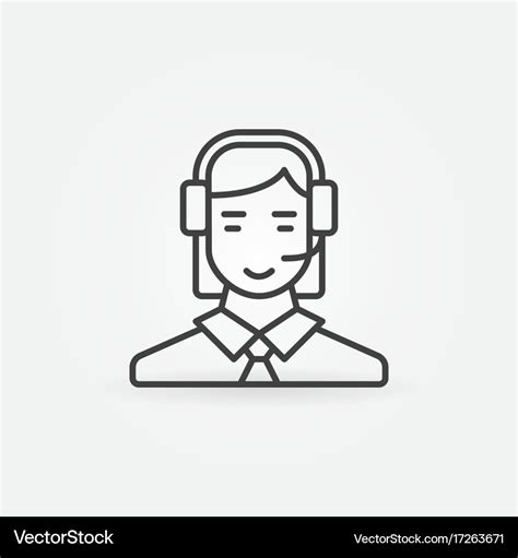 Call Center Operator Line Icon Woman Royalty Free Vector