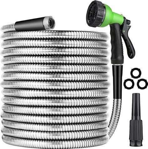 Metal Garden Hose 50ft Stainless Steel Water Hose With 10