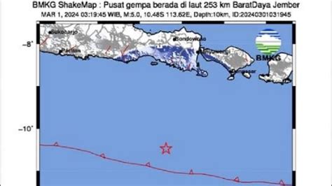 Gempa Terkini M5 0 Guncang Jember Jawa Timur Kedalaman 10 Km