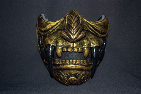 Half Face Gold Démon Assassin Ronin Samurai Mask Cool Baddass Etsy