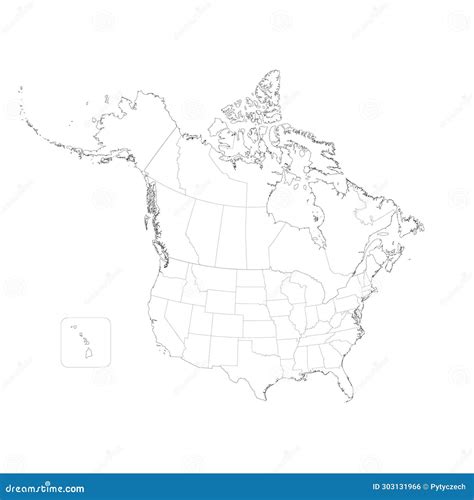 Political Map Of Canada And United States Vector Illustration