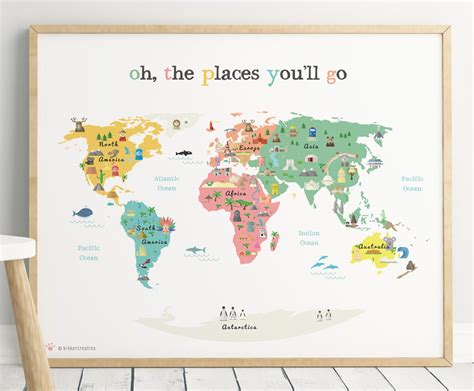 Printable World Map Poster for Kids Room Digital Download - Etsy