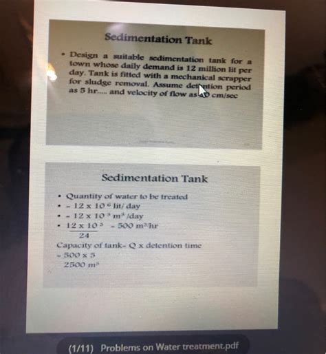 Solved Sedimentation Tank Design a suitable sedimentation | Chegg.com