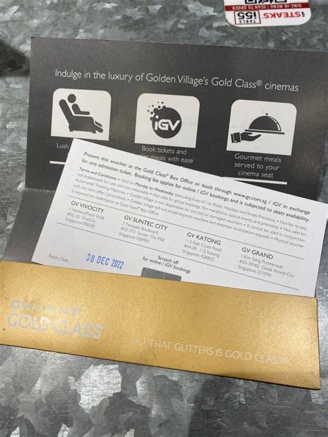 Golden Village Gold Class Movie Gift Voucher Mon Wed Tickets