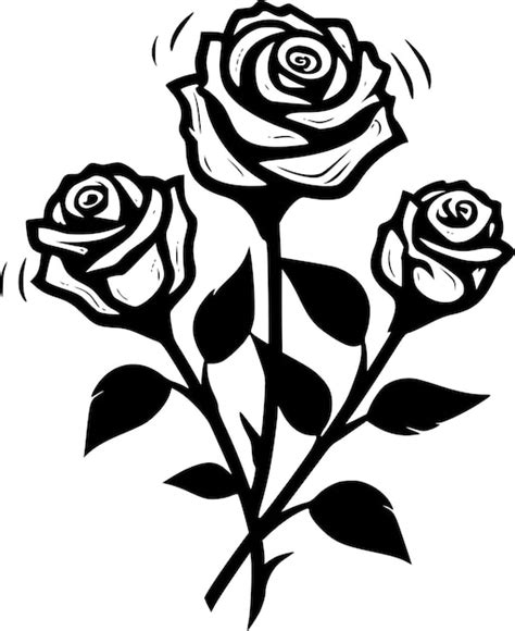 Premium Vector Roses Black And White Vector Illustration