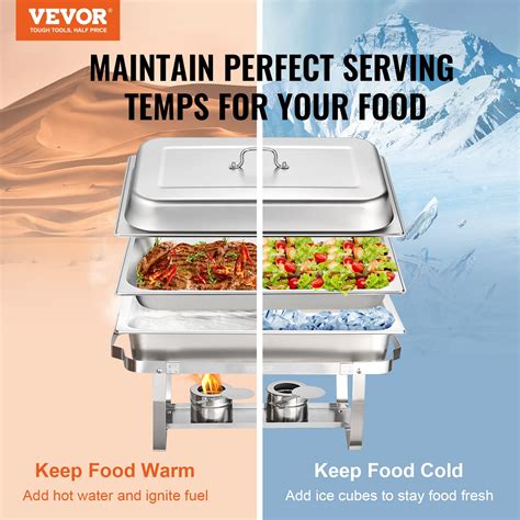 VEVOR Chafing Dish Buffet Set 8 Qt 4 Pack Stainless Chafer W 4 Full