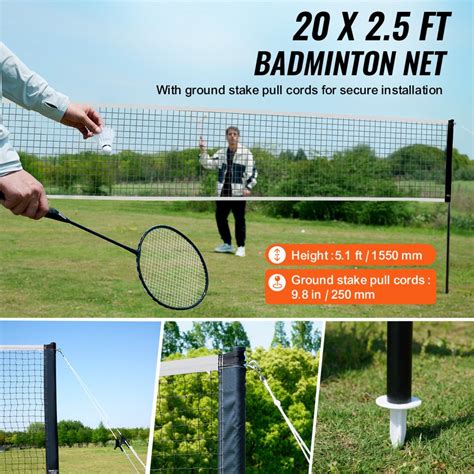 VEVOR Badminton Net Set, Outdoor Backyard Beach Park Badminton Net ...