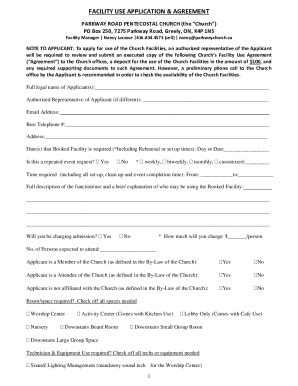 Fillable Online FACILITY USE APPLICATION AGREEMENT Fax Email Print