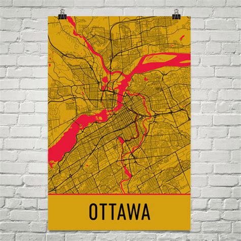 Ottawa ON Street Map Poster - Wall Print by Modern Map Art