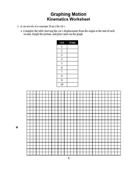 Graphing Motion Kinematics Worksheet | PDF | Velocity | Acceleration