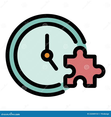 Vector De Contorno De Color De Icono De Reloj Y Rompecabezas