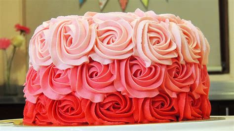 Pastel De Rosas Con BetÚn De Mantequilla Ombre Rose Cake Tutorial