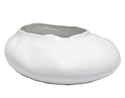 9 X 10 White Ceramic Low Oval Bowl Vase Wilford Lee Home Accents