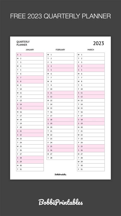 Free 2023 Quarterly Planner - Printable Digital Insert | Quarterly ...