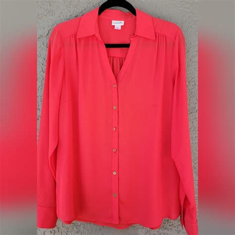 Jaclyn Smith Tops Jaclyn Smith Orange Long Sleeves Button Up Shirt