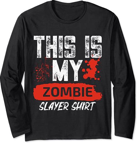 This Is My Zombie Slayer Costume Funny Bloodied Halloween Long Sleeve