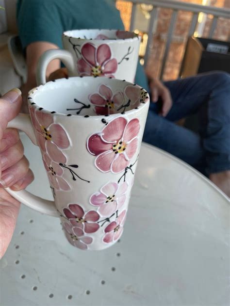 Hand Painted Cherry Blossom Mug Pink Mug Tall Mug Pretty Mug