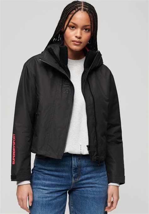 Superdry Hooded Embroidered Light Jacket Black Zalandode