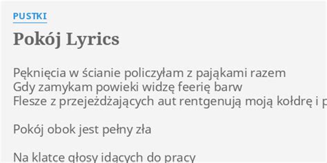 Pok J Lyrics By Pustki P Kni Cia W Cianie Policzy Am