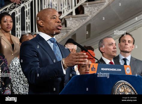 Mayor Eric Adams Speaks During Public Safety Announcement On Gun