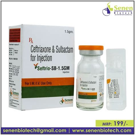 Allopathic Ceftriaxone Sulbactam For Injection Packaging Type Vial