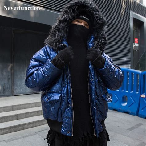 Streetwear Moda B Y K K Rk Yaka Erkekler K Ceket Kal N Parkas K Rk