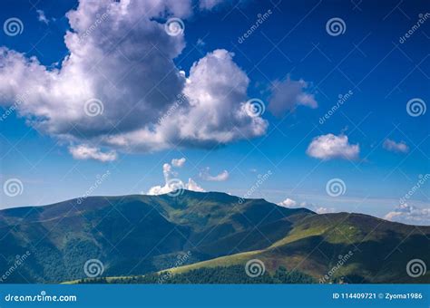 Background Landscape With Ukrainian Carpathian Mountains In The