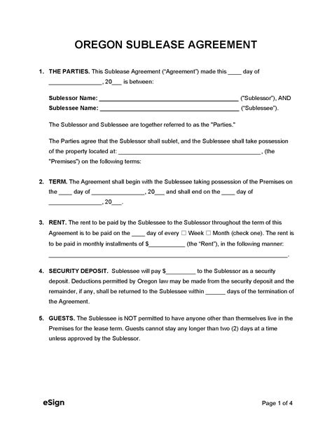 Free Oregon Rental Lease Agreement Templates 6 Pdf Word