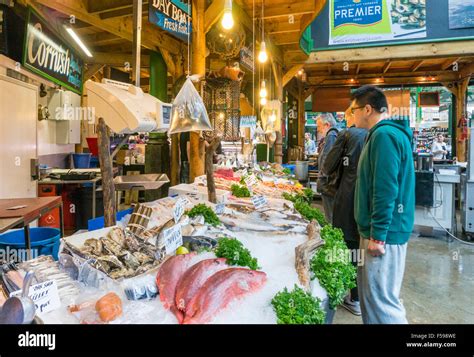 Fishmonger Stall At Borough Market Selling Fresh Fish Borough High