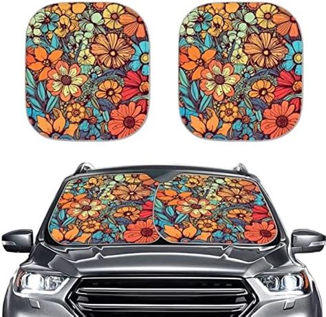 Amazon DISNIMO Abstract Groovy Flower Summer Beach Car Windshield