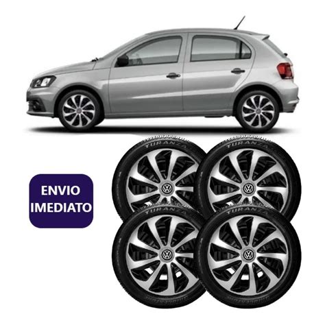 Jogo Calotas Velox Aro Prata Preto Vw Gol G G G G G G G