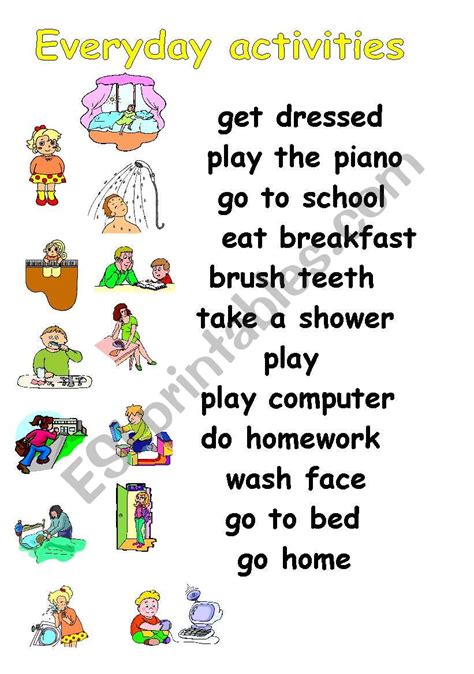 Everyday Activities ESL Worksheet By Julita26