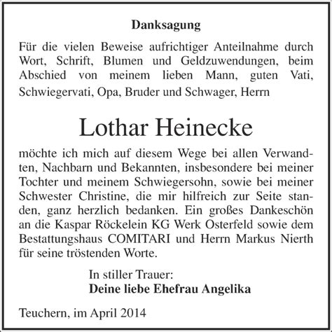 Traueranzeigen Von Lothar Heinecke Abschied Nehmen De