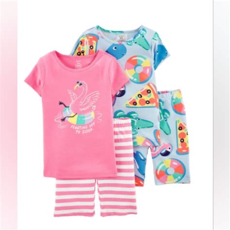 Carters Pajamas Carters Girls 4 Piece Flamingo Pajama Set 0 Snug