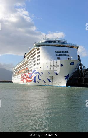 NCL Cruise Ship In Kahului Harbor Maui Hawaii Pacific Ocean Stock Photo