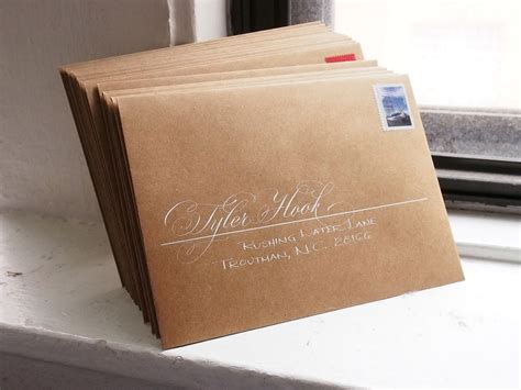 Lindsey Hook Paired Script Envelopes Flourished Copperplate Style